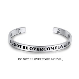 UNY Jewelry Inspirational Quote Do Not Be Overcome by Evil, But Overcome Evil with Good - Romans 12:21 Bangle