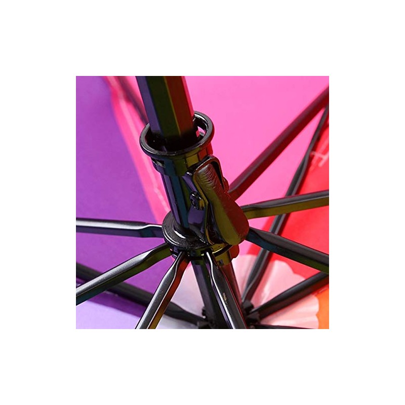 Tinsow 8 Rib Rainbow Umbrella Portable Tri-Folded Umbrella Collapsible, Compact
