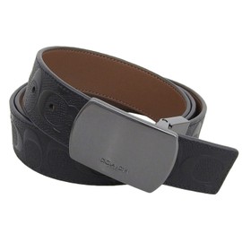 Coach Men's Belt, Outlet Brand, Black, Leather, Plaque Buckle, Cut-to-Size, Reversible 1.5 inches (38 mm), MOD PLQ SIG LT BL CQ009QBLVW, BLACKD x ARKSADDLE