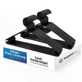 Kaya Clothes Hangers Black Pack of 20 Plastic Clothes Hangers Space Saving Black Clothes Hangers Plastic 100% Recycled Material Shirts Clothes Hanger Black 41 cm Length Made in EU