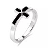 AeraVida Sideways Cross Black Onyx Inlay Sterling Silver Ring-9