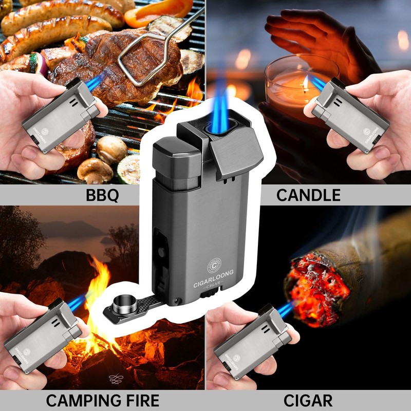 CIGARLOONG Cigar Torch Lighter,All in One Cigar Lighter Built-in Cigar