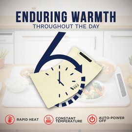 Electric Warming Tray White - Portable & Foldable Food Warmers for Parties, Buffets & Countertops - Warming Mat for Food with 3 Temp Settings, Food Warming Tray, Countertop Food Warmer