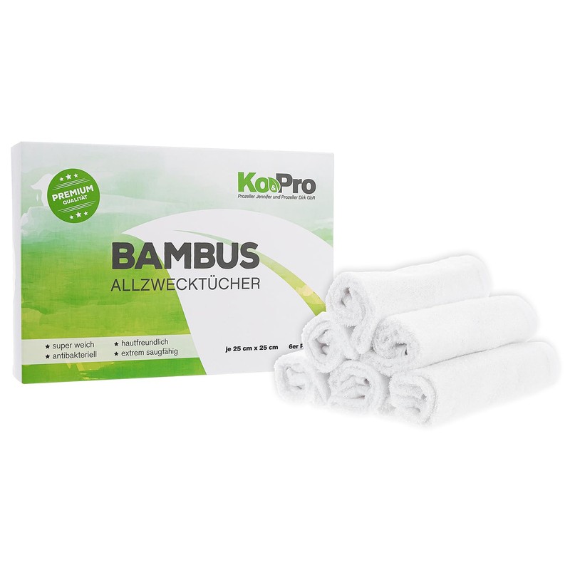 Ko&Pro 100% Bamboo Cloths, Set of 6, 25 x 25