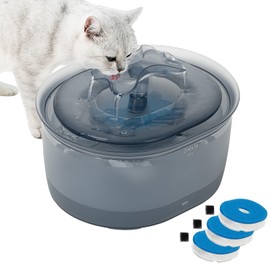 Zofula 0.9gal/115oz/3.4l Cat Water Fountain Ultra Quiet Auto Pet Water Fountains for Cats Indoor Cat Fountains for Drinking Waterfall Inside Dog and Cat Water Dispenser with 3 Filters(Gray)