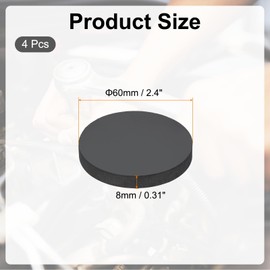 PATIKIL Rubber Solid Discs Washers, 4 Pcs Anti-Vibration Spacer 60mm OD x 8mm Thick Rubber Round Gasket Pad Bushings Spacer Washer for DIY Gasket Craft, Black