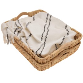 StorageWorks Hand-Woven Jumbo Storage Baskets with Wooden Handles, Water Hyacinth Wicker Baskets for Organizing, 17 ¼ x 13 ¼ x 6 inches, 2-Pack