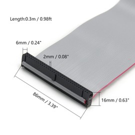 Fielect 2pcs IDC 64 Pin Connector Gray Wire Flat Ribbon Cable Connector Length 30cm 2.54mm Pitch