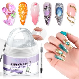 SAVILAND Sculpting Gel for Nail Art: 60 g Clear 3D Gel Nail Art Super Strong Molding Solid Sculpting Gel Non Sticky to Hands Nail 3D Gel Large Capacity Nail Extension Nail Art Salon SSproSculpt X