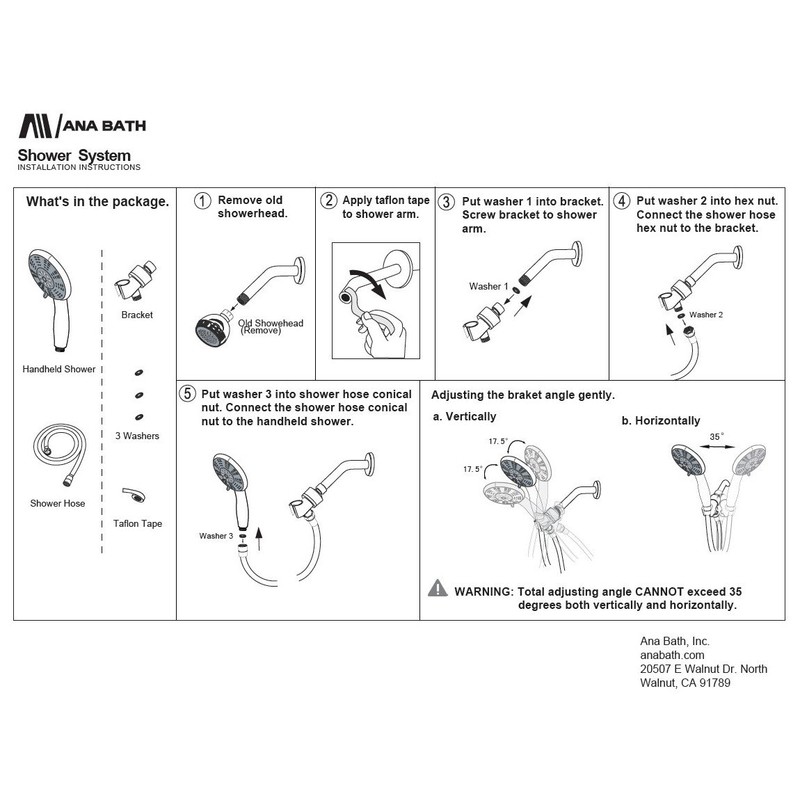 Ana Bath SOLID BRASS MOUNT CONNECTOR 6 Inch 3 Function