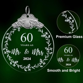 OWTTWO 60th Anniversary Wedding Ornament 2024-60th Anniversary Wedding Gift,Unique & Never Fade 60th Wedding Anniversary Decorations for Parents,Couple,Grandparents and Friends