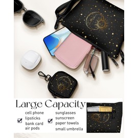 Miss Adola Cute Crossbody Bags for Women - Fashion Design Aesthetic Small Cross Body Bag Cell Phone Purse Wallet Shoulder Pouch for Ladies Teen Girls Female for Travel Daily Shopping Black Sun Moon
