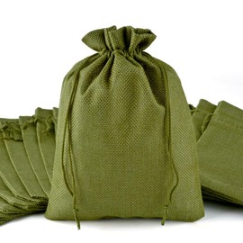 20pcs 20x30cm Green Hessian Bags, Reusable Small Gift Bags, Cotton Drawstring Pouch, Jewellery Pouches, Christmas Jute Bags,Suitable For Festival, Party, Wedding, Christmas
