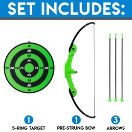 Franklin Sports Kids Archery Target Set - Indoor Bow and Arrow Set - Plastic Bow and Toy Arrows for Kids - Complete Youth Archery Set with Target Included
