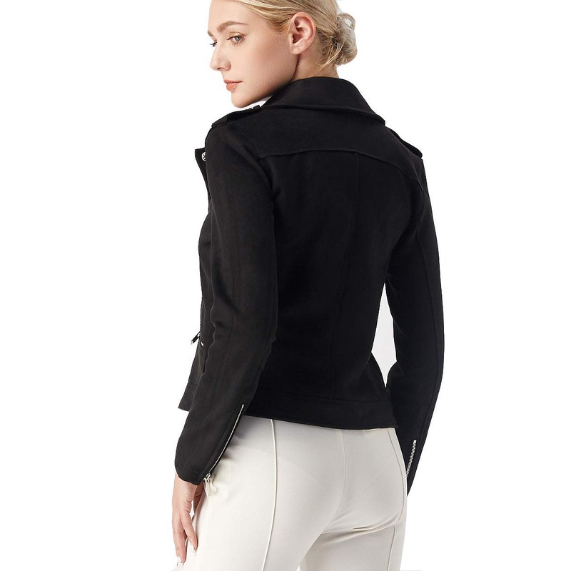 ODCOCD Faux Suede Jacket for Women Long Sleeve Zipper Up