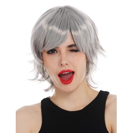 WIG ME UP - 60297-ZA68A Women's Wig Carnival Cosplay Short Wild Highlights Grey Androgynous