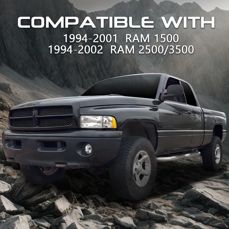 PIT66 Fog Lights w/Bulbs Compatible with DODGE RAM 1500 1994-2001/DODGE