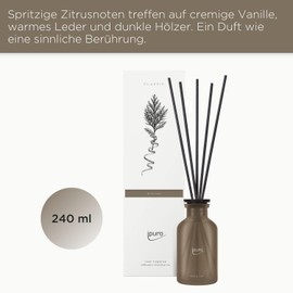 ipuro - Sensual ipuro cuir room fragrance - subtle room freshener with sparkling citrus notes and creamy vanilla - elegant air freshener in the home for a puristic fragrance experience 240 ml