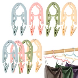 Lonwiner 8 Stück Faltbare Kleiderbügel, Geeignet für Geschäftsreisen Faltbar Kleiderbügel Kunststoffbügel Platzsparend Faltbar Kleiderbügel für Camping, 4 Farben