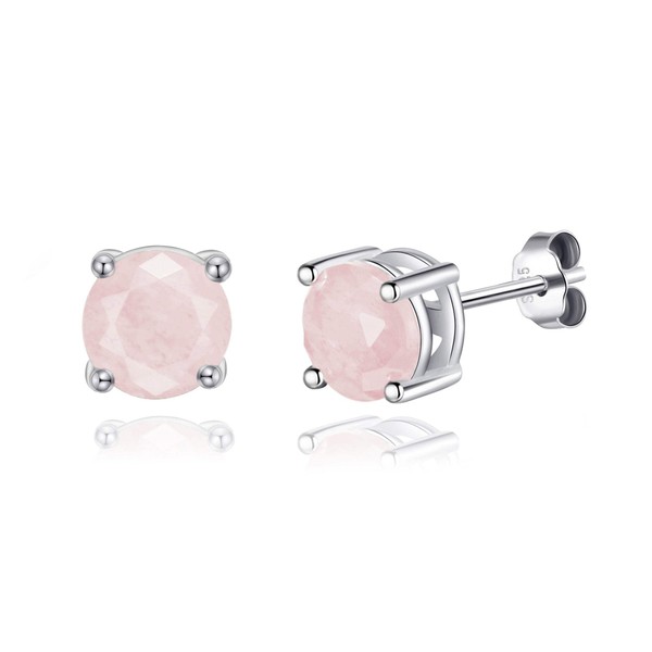 Philip Jones Sterling Silver Rose Quartz Gemstone Earrings