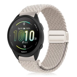 YealRed 20mm Nylon Strap Compatible with Garmin Forerunner 165 / Forerunner 165 Music/Vivoactive 5 / Venu Sq 2, Magnetic Buckle Sport Band for Garmin vivomove Sport/Venu 2 Plus (Starlight)