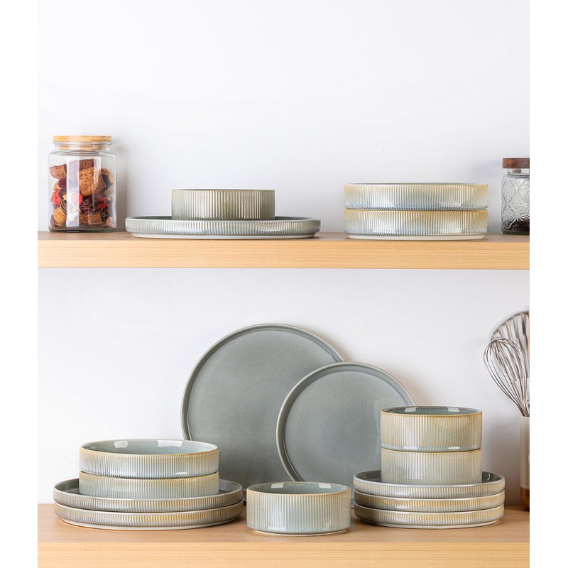 TheTerra Ceramic Dinnerware Sets for 4, 12 Pieces Porcelain Lightweight