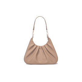 JOLLQUE Small Shoulder Bag for Women,Mini Leather Dumpling Tote Purse,Handbags Soft Ruched Cloud(Cocoa Brown)