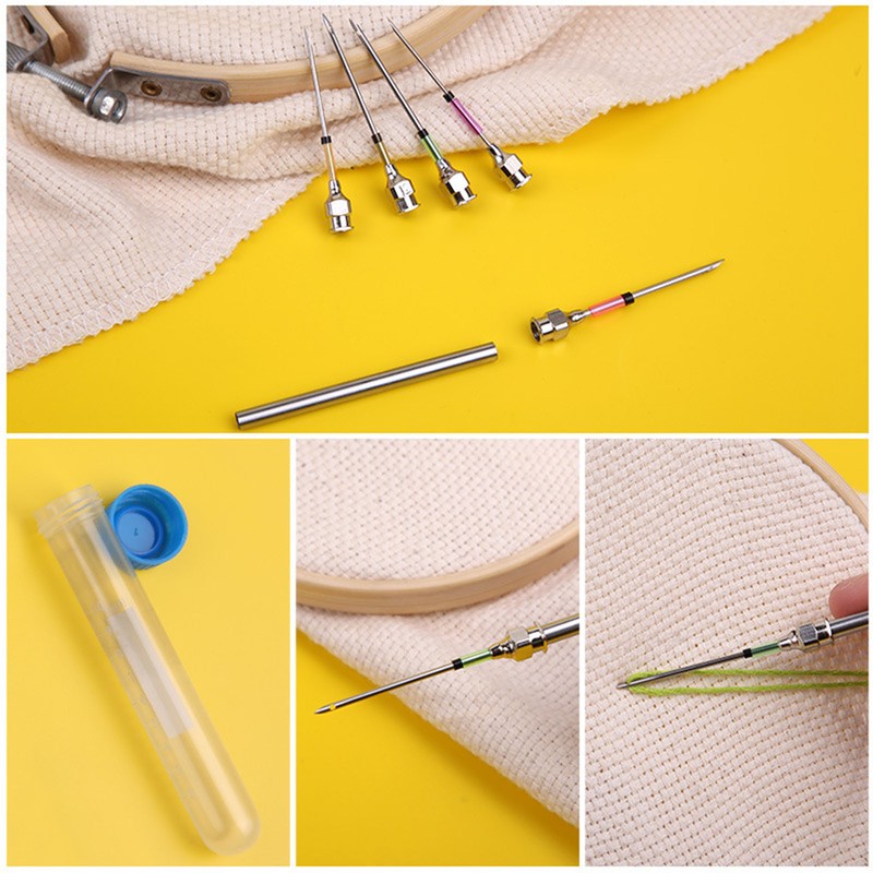 Punch Needle Set Wooden Handle Stainless Steel Ergonomic Easy Operation