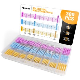 Apooozz 300 PCS Heat Shrink Wire Connectors Kit- Electrical Waterproof Crimp Terminals Set- Insulated Rings Forks Spade Butt Splices- Wiring Connector Assortment Perfect for Automotive Marine Boat