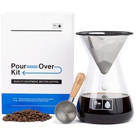 Pour Over Coffee Maker Set - Pour Over Kit Includes Large Glass Carafe and Reusable Dripper Coffee Filter and Coffee Scoop - 7 Cup Drip Coffee Brewer (34oz | 1000ml)