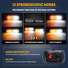 Chemini 8 in 1 LED Strobe Lights Sync Feature Car Emergency Hazard Lighting Amber and White Strobe Lights with Strobe Controller for Truck,Cars,SUV