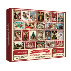 Christmas Victorian Vintage Puzzle for Adults 1000 Pieces, Christmas Collage Jigsaw Puzzle, Winter Holiday Santa Claus Puzzles