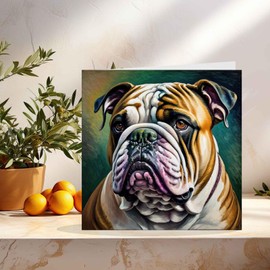 Bulldog Greeting Card - British Bulldog Card illustration 145mm x 145mm
