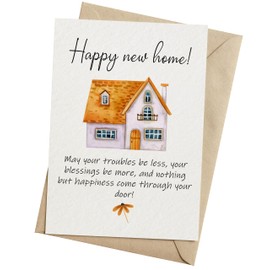 TRIDECOR New Home Card, Housewarming, Congratulations on Your New House Card, New Apartment Card - Folded 5"x7" with Envelope - with Blessing, Welcome New Homeowner, Home Sweet Home