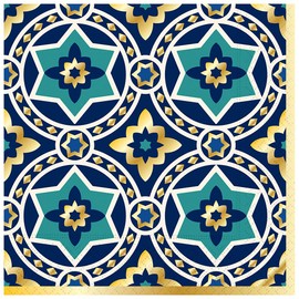 Decorative Paper Napkins Disposable for Yom Kippur, Roshashana, Shabbat, Hanukkah, Jewish Star of David Judaica Gold, Blue Dessert 6.5" x 6.5" Pk 32