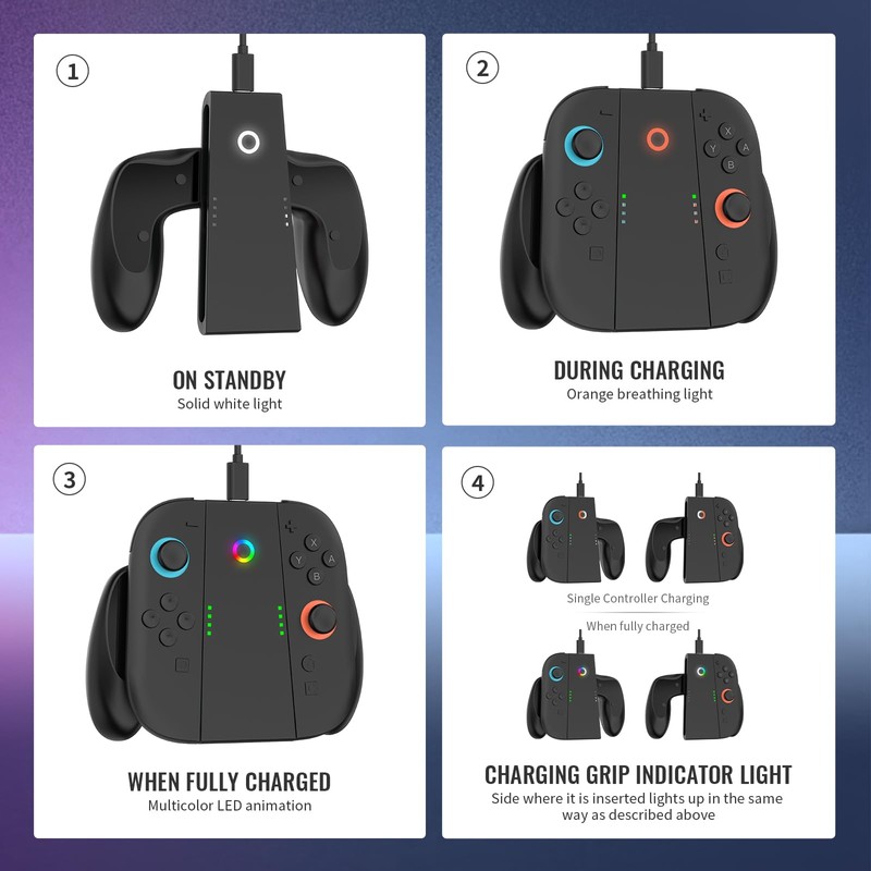 Joy Con Aufladehalterung für NS Switch2, Joy Con Komfortgriff Kompatibel