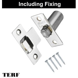 TERF® Adjustable Roller Catch Polished Nickel Roller Ball Door Latch Door Closer Ideal Internal Door Catch for Doors Cupboards Cabinets and Wardrobes including Fixing Screw - Pack of 1