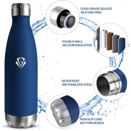 Grsta Thermos Flask, 750 ml Stainless Steel Drinking Bottle, Sports, Cold and Warm, Leak-Proof, BPA-Free, Double-Walled Vacuum Insulated, Bottle for Travel, Camping, Sports, Dark Blue