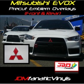 JDMFV 2017 Lancer EVOX EVO Emblem FRONT & REAR Overlays Decal Wrap JDM PRECUT Inlay