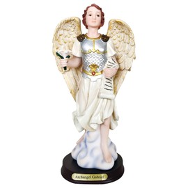 Love's Gift Inc. Saint Archangel Gabriel Statue, White, 8.5 Inch