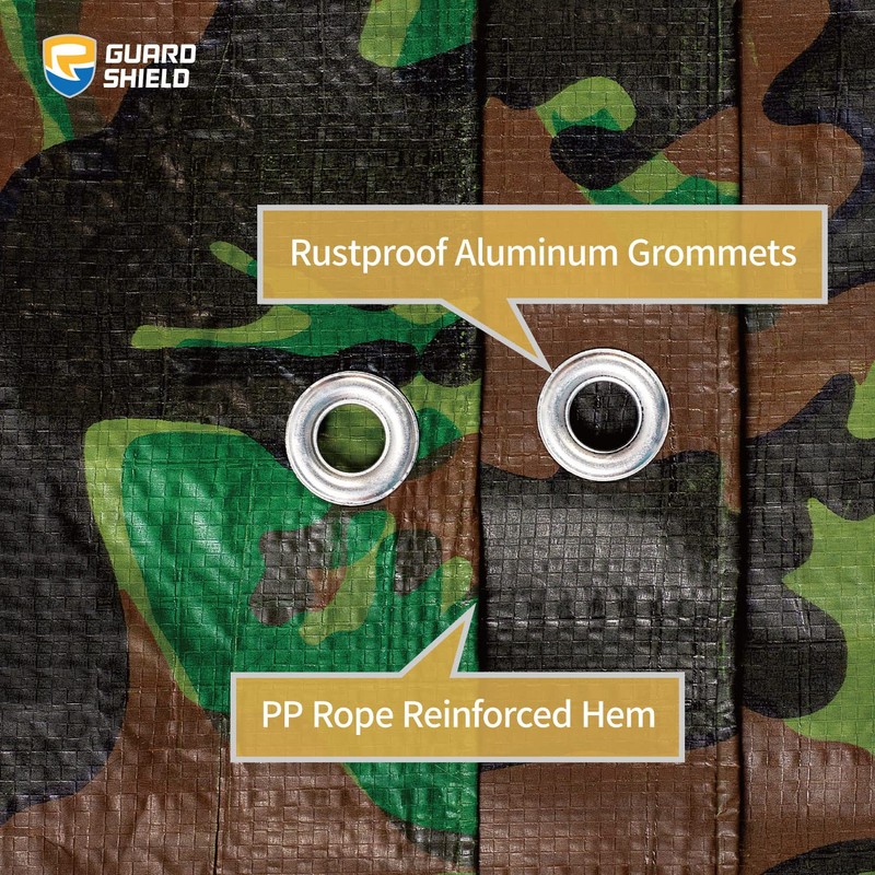 GUARD SHIELD Camo Tarp Waterproof 6x6 Feet Lightweight Camouflage Tarp