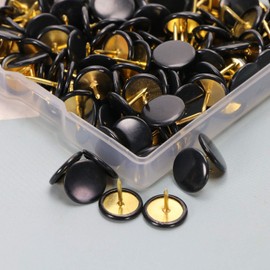 Tupalizy 150PCS Flat Push Pins Cute Thumb Tacks Plastic Round Head with Steel Point for Cork Bulletin Board Wood Wall Hanging Maps Photos Pictures Painting DIY Art Craft Home School Office Use (Black)