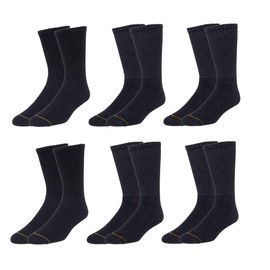 Gold Toe Mens Socks (6 Pairs) Cotton Socks, Moisture Wicking Socks, Mens Dress Crew Socks