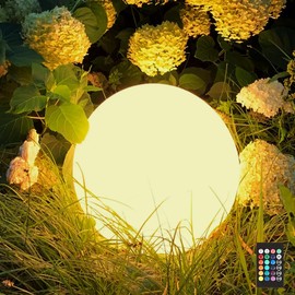 12-Inch LED Ball Light, Color Changing Lamp with Remote, Soft Dimmable Globe Floor Lamp, Waterproof Pool Decorative Lights, Rechargeable Orb Light, Ideal Nightlight for Bedroom/Bathroom/Nursery