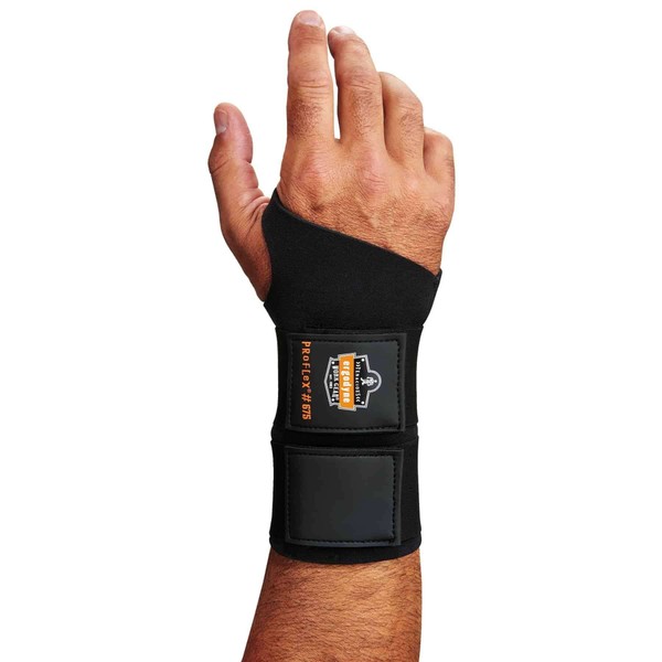 Ergodyne ProFlex 675 Ambidextrous Double-Strap Wrist Support, Black, X-Large