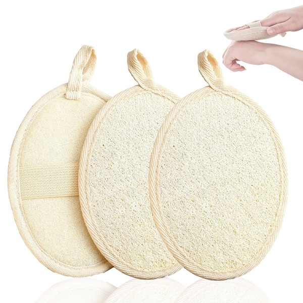 YCHYAN Pack of 3 Natural Loofah Sponge, Natural Loofah Sponge