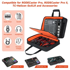 LEFORZ LEFORZ Large Audio Mixer Travel Case Compatible with RODECaster Pro,RODECaster Pro II,TC-Helicon GoXLR,Podcast Mixer Case Protective DJ Mixer Storage Bag for Microphones and More Podcast Equipment