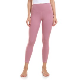 Colorfulkoala Women's High Waisted Yoga Capris 21" Inseam Leggings with Pockets(L, Mauve Pink)