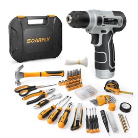 SOARFLY 180 Piece Tool Set - Tool Box with 8V Cordless Drill, Hand Drill Set for Men & Women, Home Tool Kit with Hand Tools for House Repair, DIYers, Homeowners & Handymen