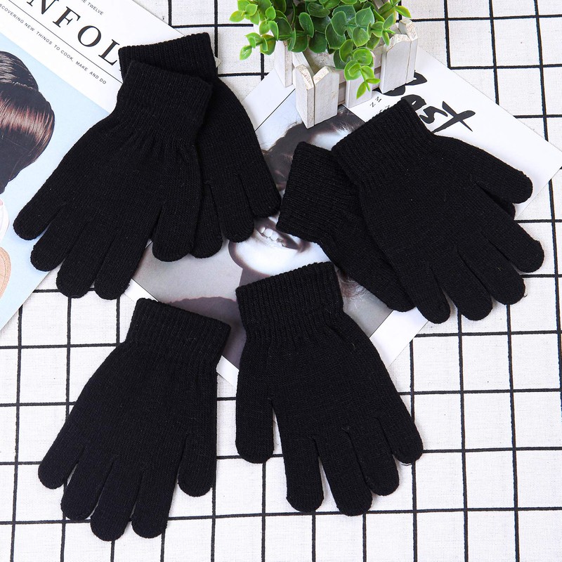 Cooraby 3 Pairs Winter Kids Gloves Warm Stretchy Knitted Magic